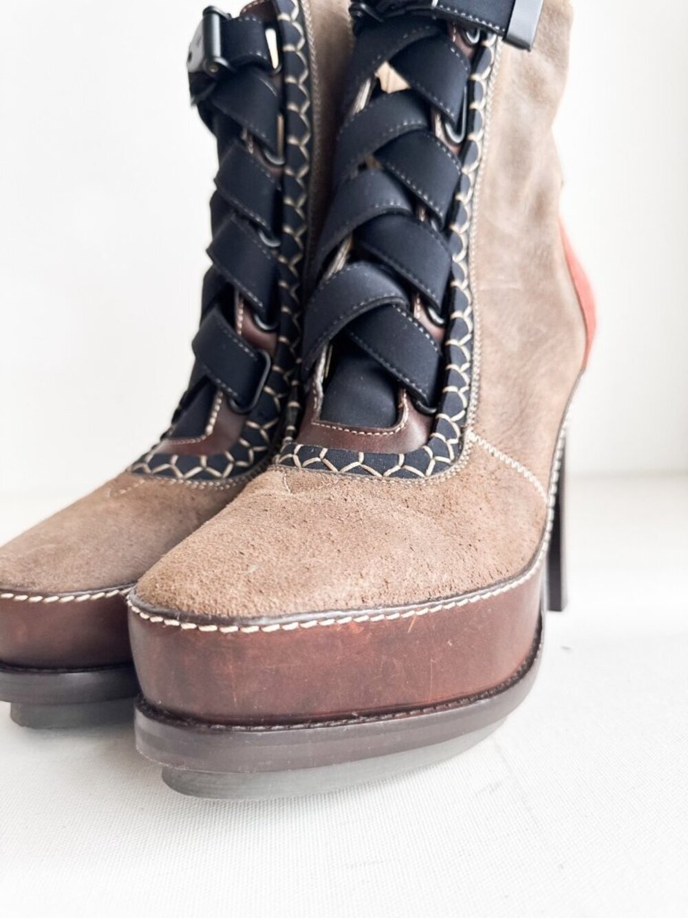 Rag and Bone Multicolor Block Heel Lace up Booties 39 - Picture 4 of 10